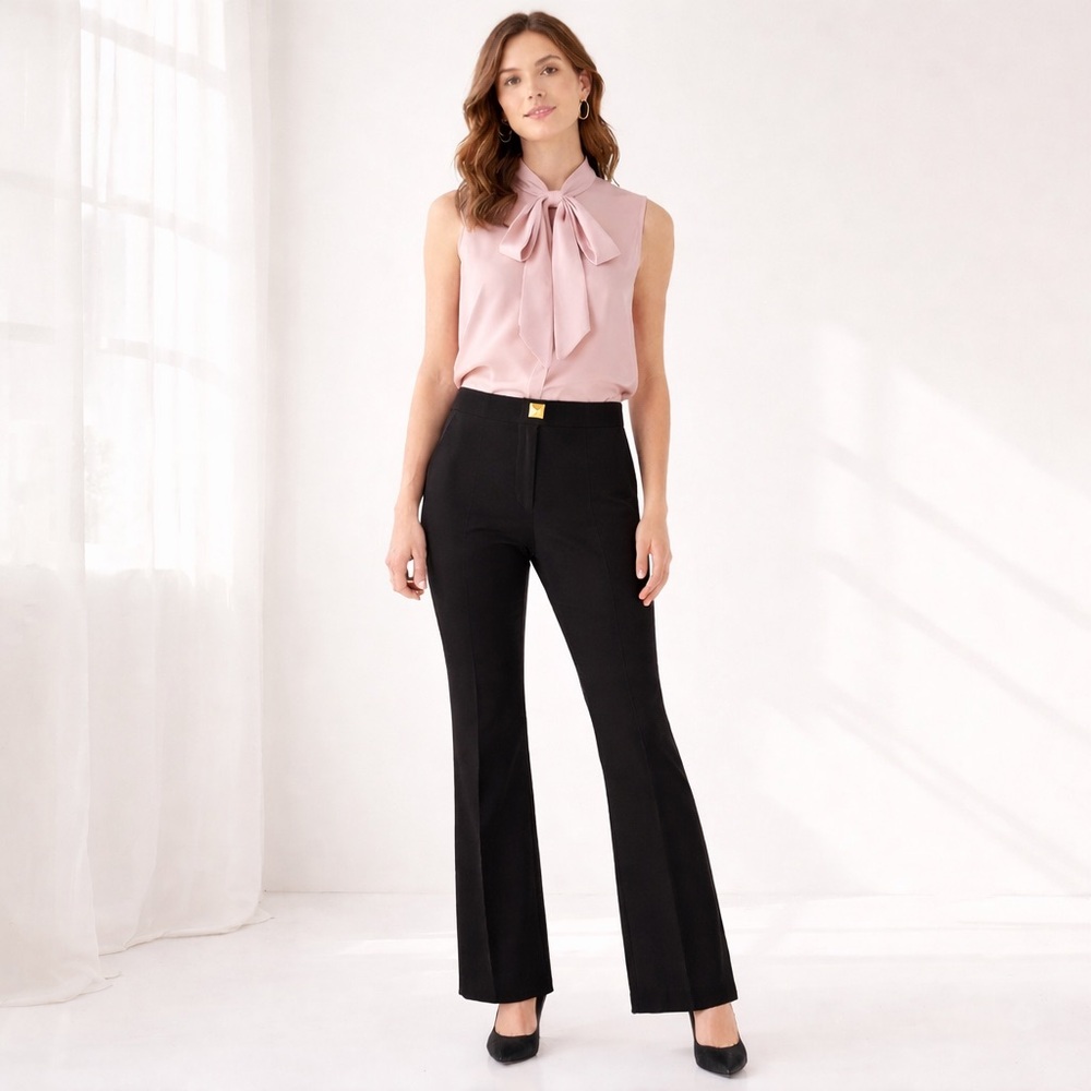 KATE SPADE New York Black Tailored Pants Gold Pyramid Button Back Pockets Size 0